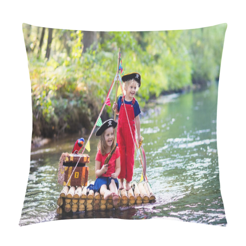 Personality  Kids Playing Pirate Adventure On Wooden Raft Pillow Covers