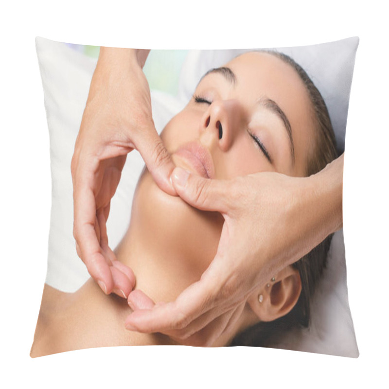 Personality  Therapist Massaging Female Chin. Pillow Covers