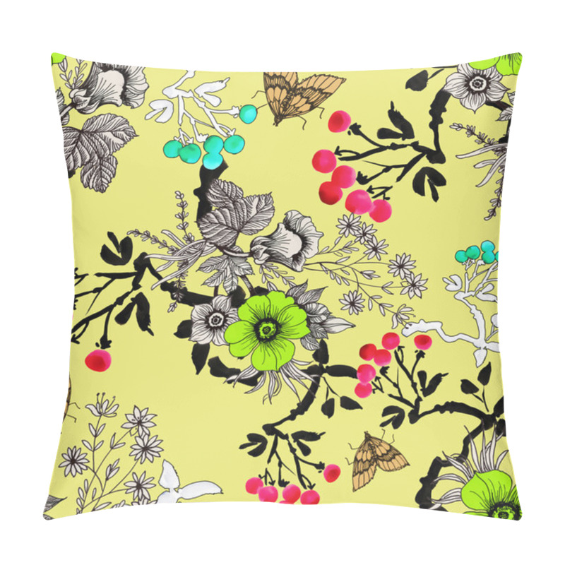 Personality  Blooming Flowers And Butterflies Pillow Covers