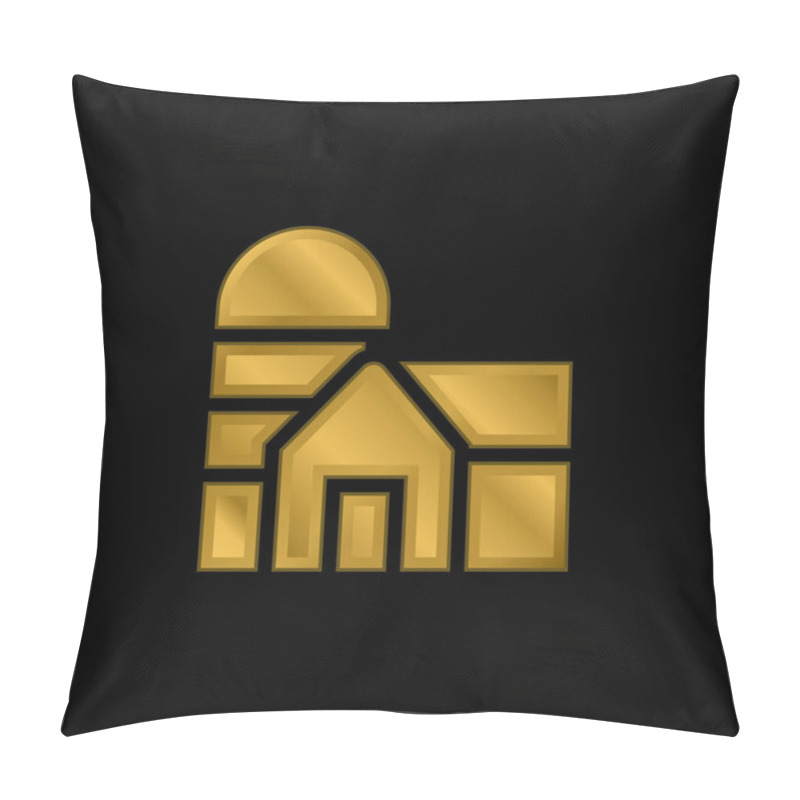 Personality  Barn Gold Plated Metalic Icon Or Logo Vector Pillow Covers