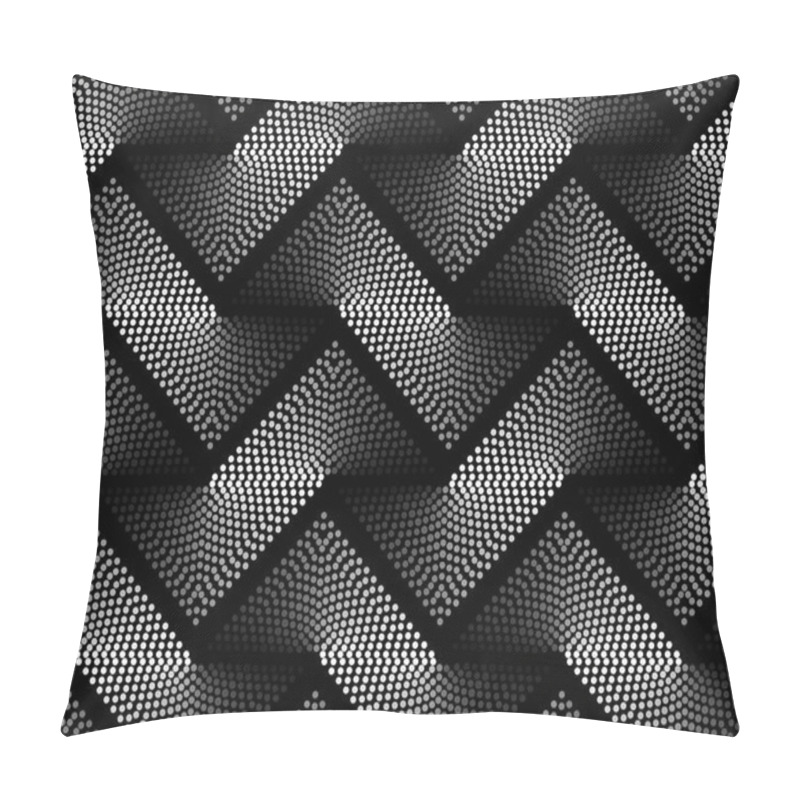 Personality  Abstract Seamless Pattern Of Gray Scale Zigzag Dots. Pillow Covers