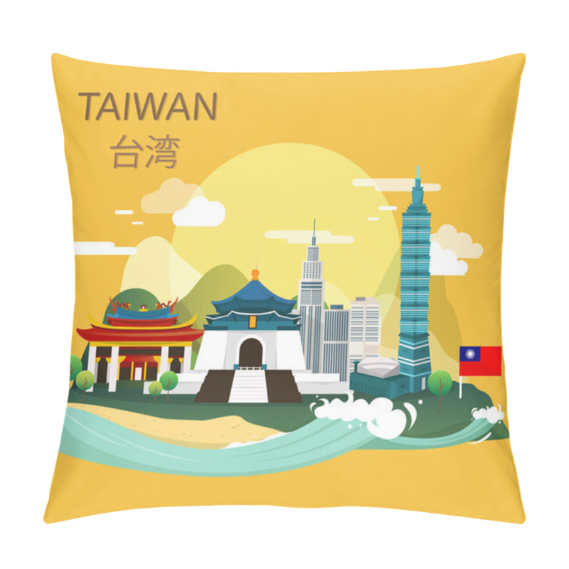 Personality  Amazing Tourist Attraction Landmarks In Taiwan Illustration Desi Pillow Covers