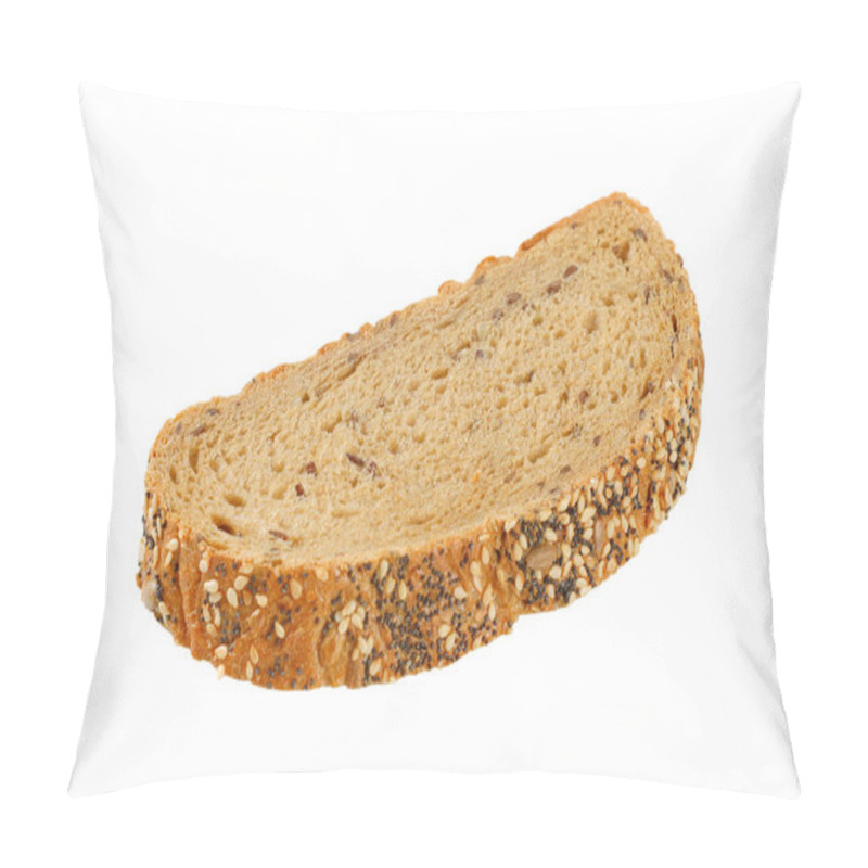 Personality  Slice Of Bread With Poppy, Sunflower And Sesame Seeds On White Background Pillow Covers