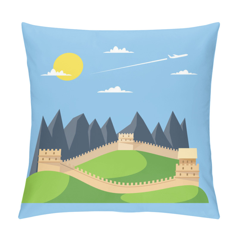 Personality  Flat Design Great Wall Of China Pillow Covers