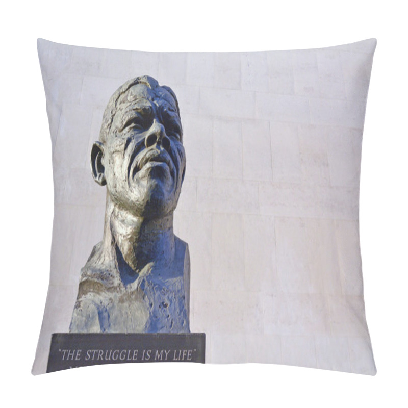 Personality  Nelson Mandela Sculpture At The Royal Festival Hall In London UK Pillow Covers