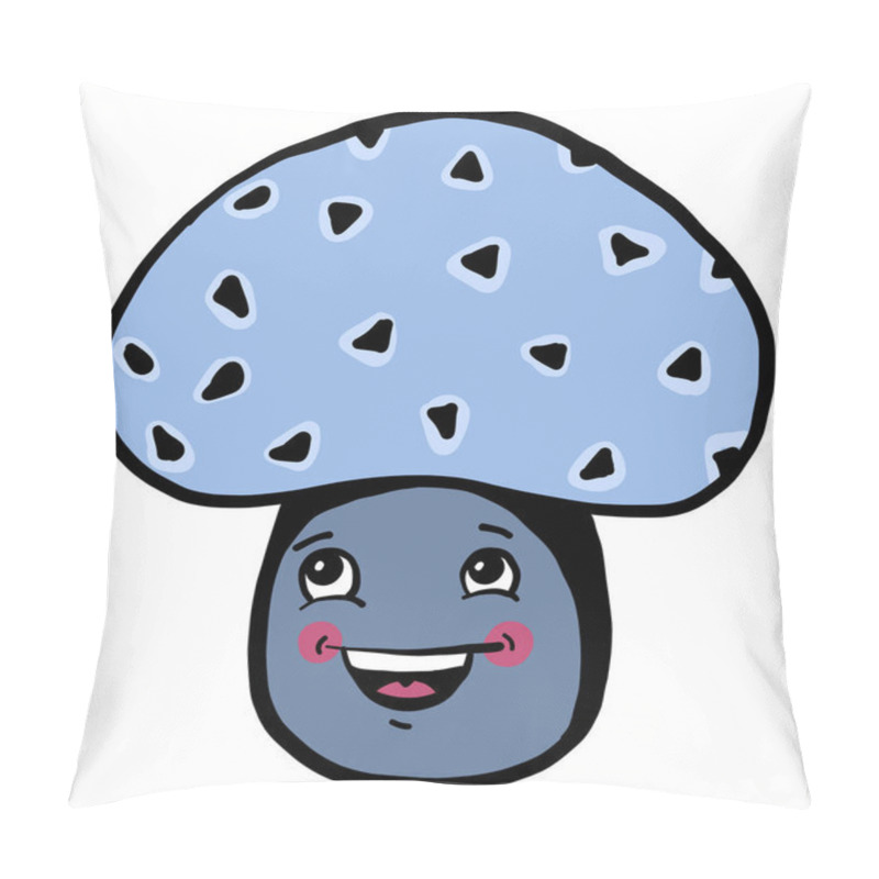 Personality  Happy Blue Mushroom,illustration,vector On White Background Pillow Covers