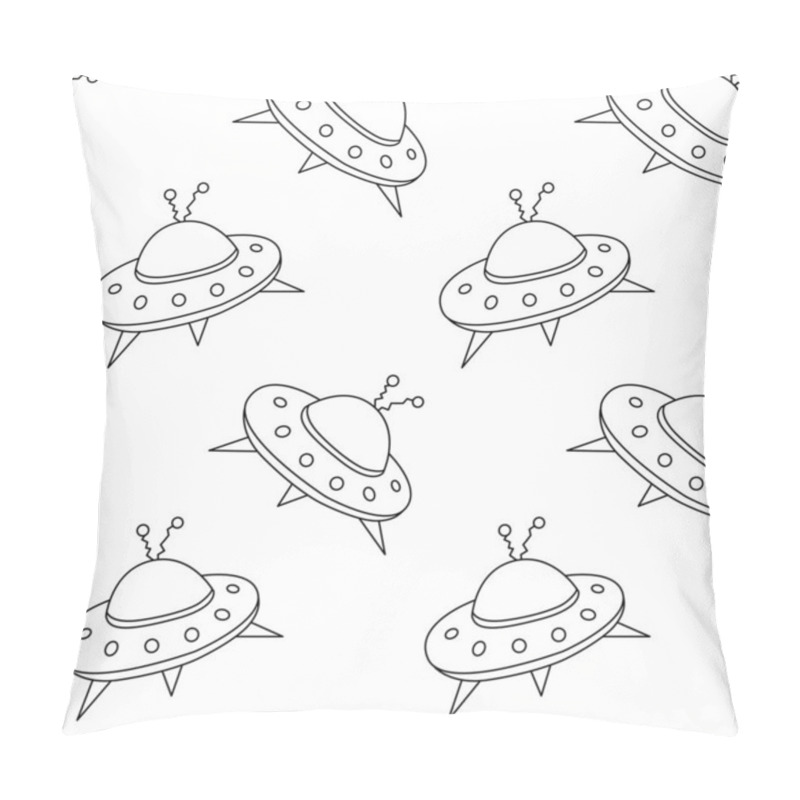 Personality  Seamless Childish Pattern With Flying Saucers, UFO. Vector Background And Texture For Fabric, Wrapping, Wallpaper, Textile, Apparel, Cover, Coloring Book. Pillow Covers