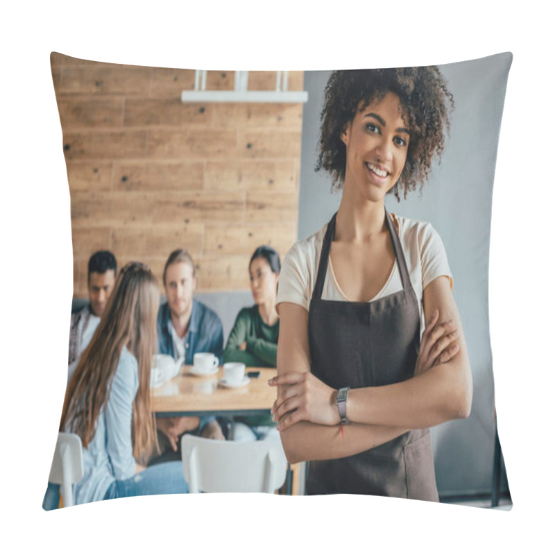 Personality  Smiling African American Waitress Pillow Covers