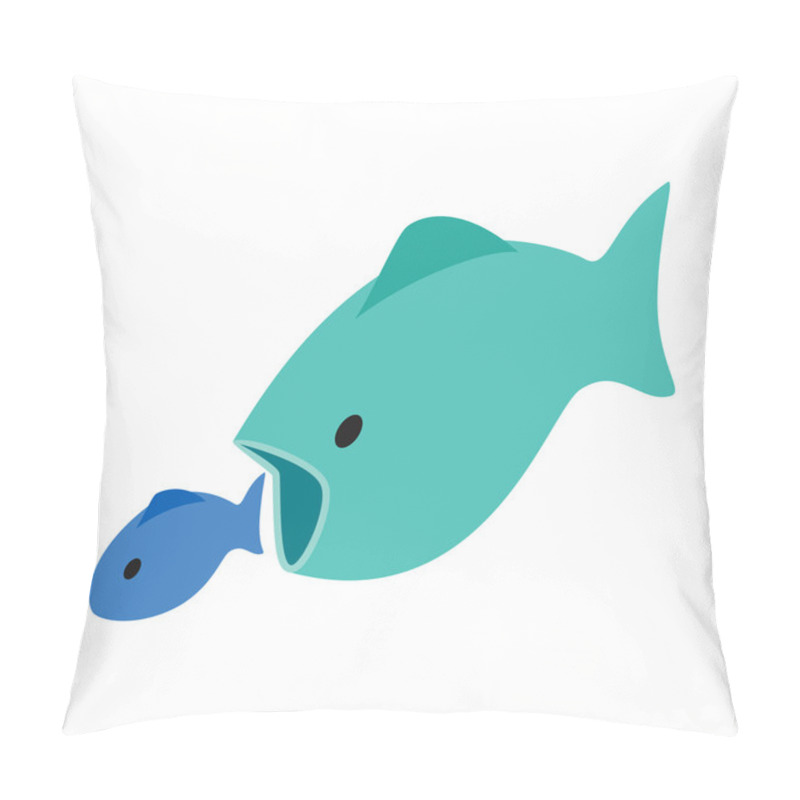 Personality  Big Fish Eats Little Fish Icon, Isometric 3d Style Pillow Covers