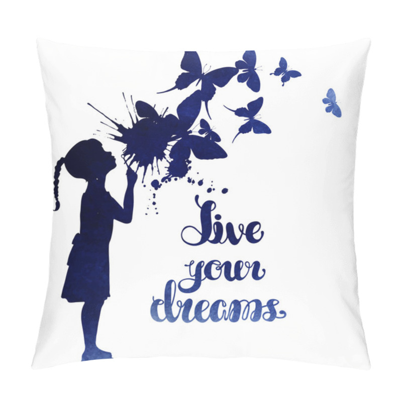 Personality  Little Girl Blowing Out Butterflies Pillow Covers