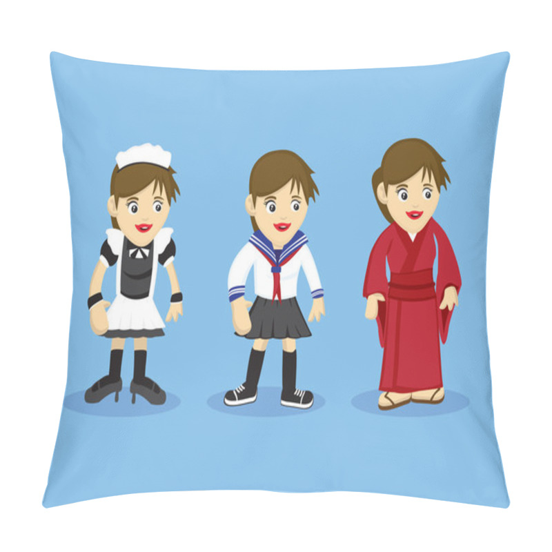 Personality  Girls Fancy Costume Vector Cartoon Illustration  Pillow Covers