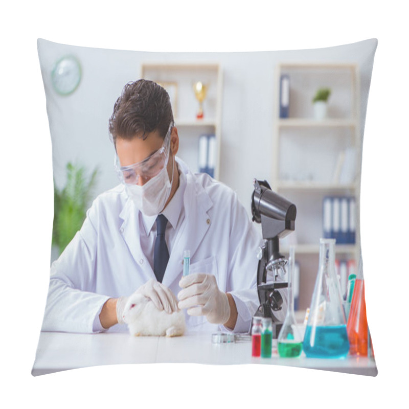 Personality  Vet Doctor Examining Rabbit In Pet Hospital Pillow Covers