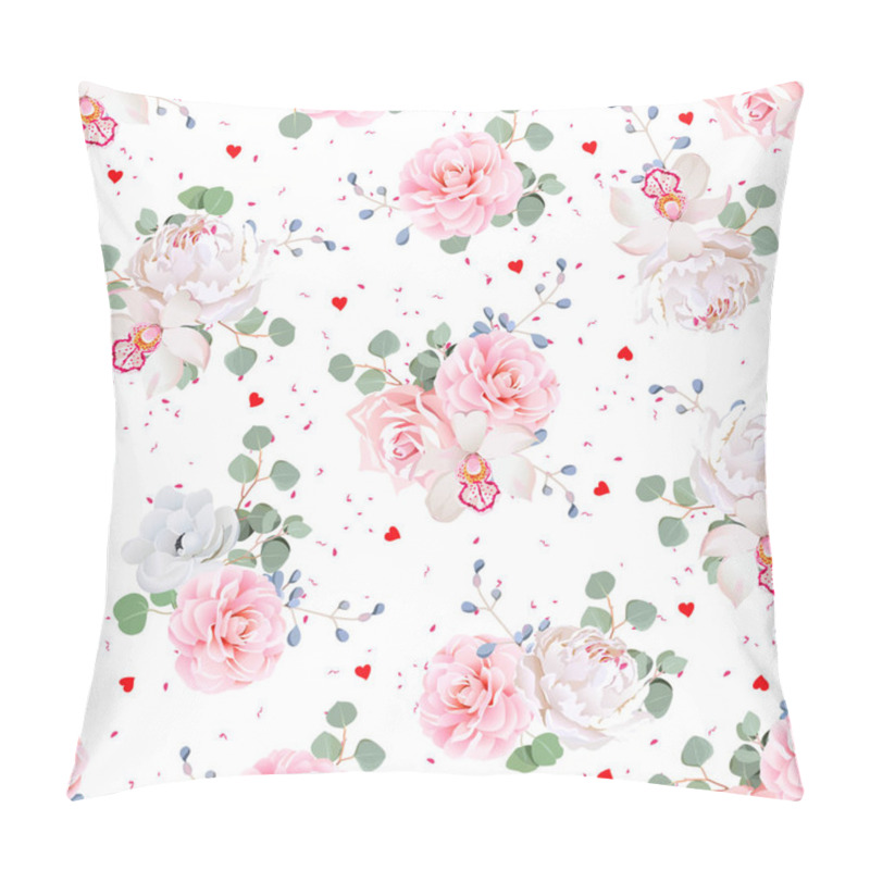 Personality  Romantic Bouquets Of Rose, Peony, Camellia, Orchid, Anemone, Cam Pillow Covers