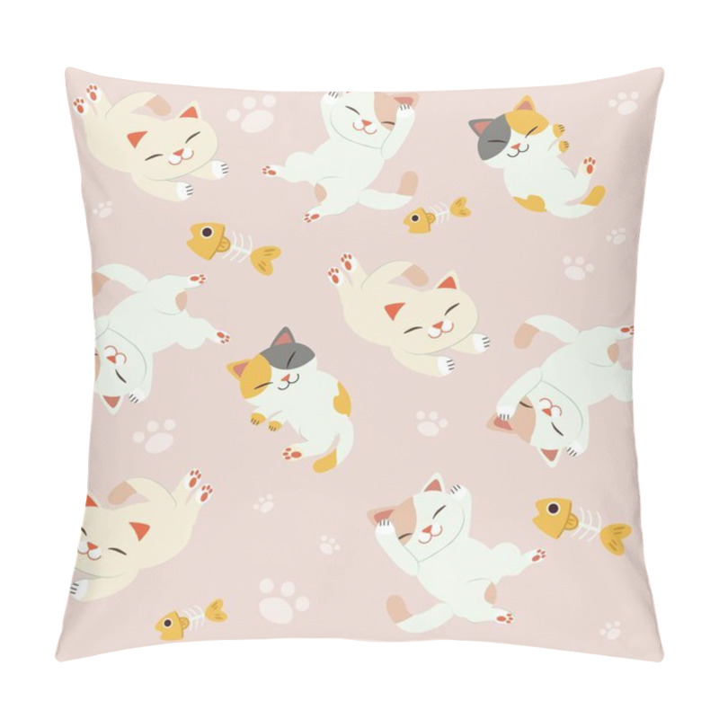 Personality  Sleeping Cats Seamless Pattern, Simply Vector Illustration Pillow Covers