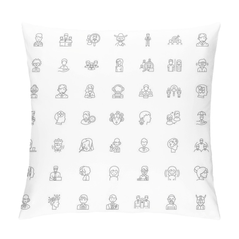 Personality  Emotional Intelligence Linear Icons, Signs, Symbols Vector Line Illustration Set Pillow Covers