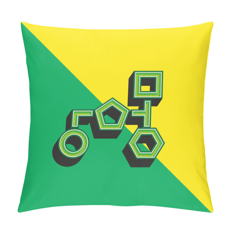 Personality  Block Schemes With Geometrical Basic Shapes Outlines Green And Yellow Modern 3d Vector Icon Logo Pillow Covers