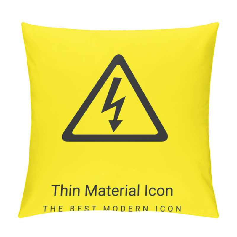 Personality  Arrow Bolt Signal Of Electrical Shock Risk In Triangular Shape Minimal Bright Yellow Material Icon Pillow Covers