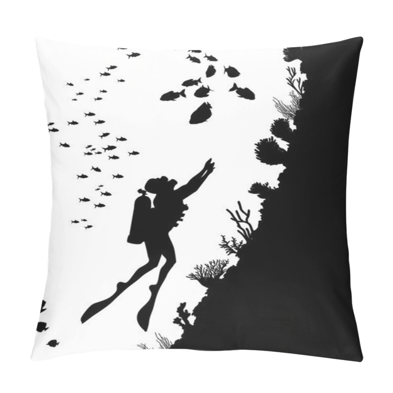 Personality  Diving Silhouettes And Underwater Life Pillow Covers