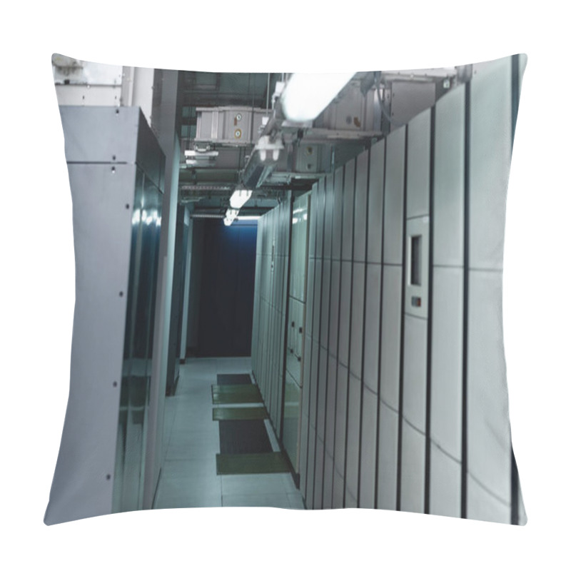 Personality  Interior Of Data Center With Closed Servers, Cyber Security Concept Pillow Covers