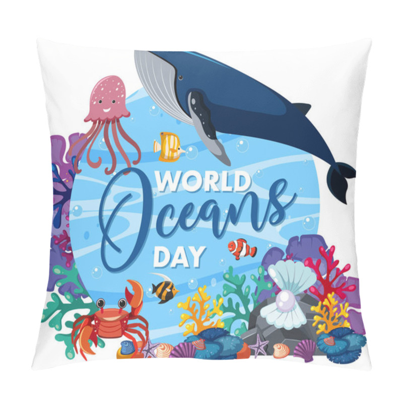 Personality  World Oceans Day Icon Illustration Pillow Covers