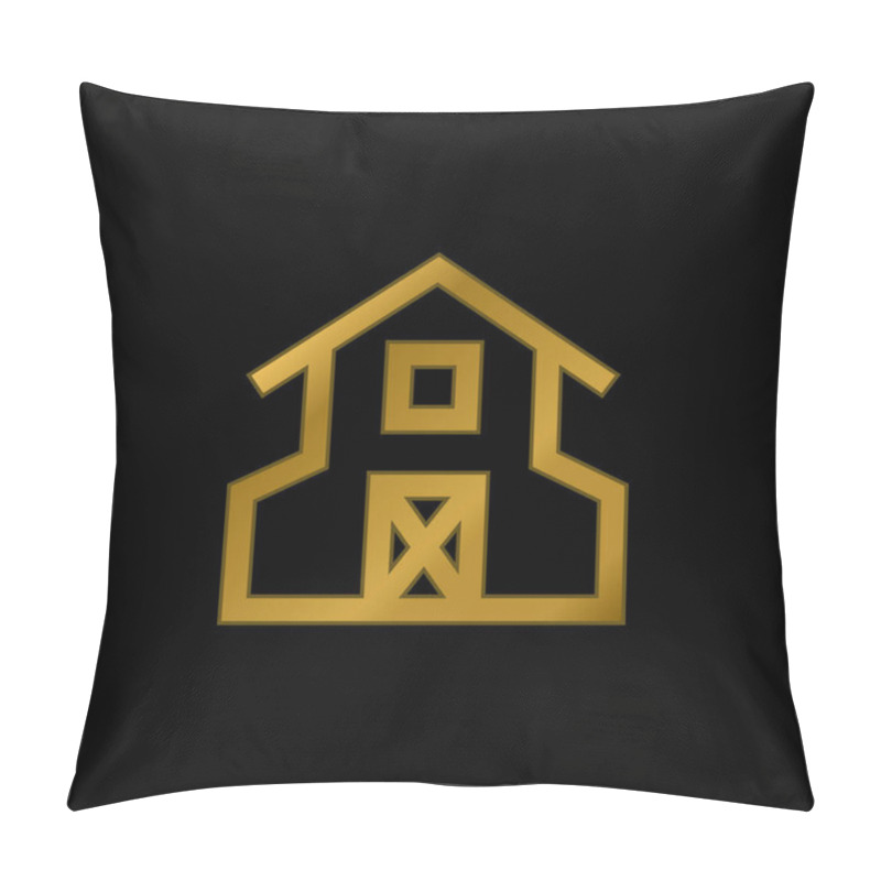 Personality  Barn Gold Plated Metalic Icon Or Logo Vector Pillow Covers