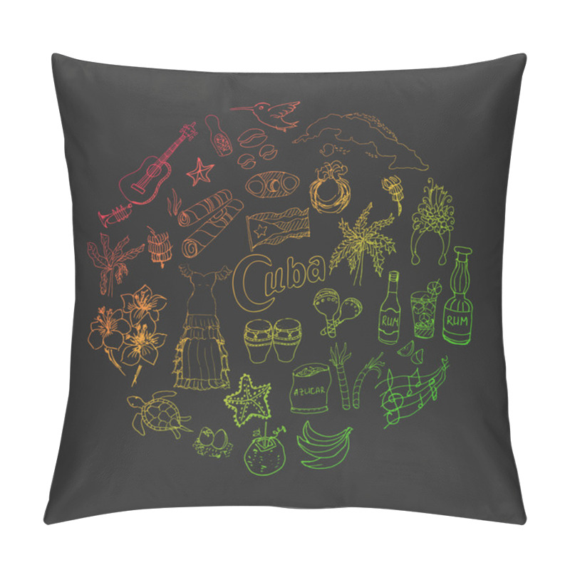 Personality  Cuba Icons Set Pillow Covers