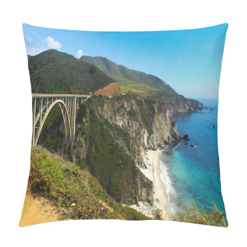 Personality  Bridge On Pacific Rocky Coast Of California Pillow Covers