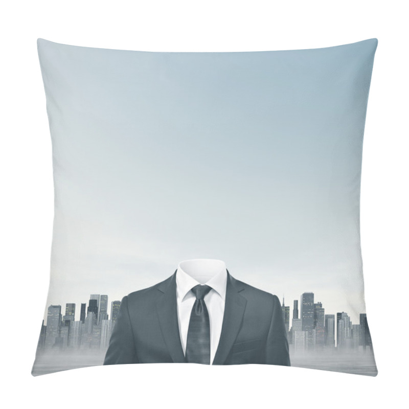 Personality  Man Without Head, City On Horizon Pillow Covers