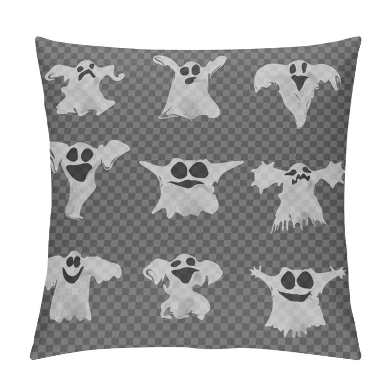 Personality  Set Of Halloween White Ghosts With Different Expressions Pillow Covers