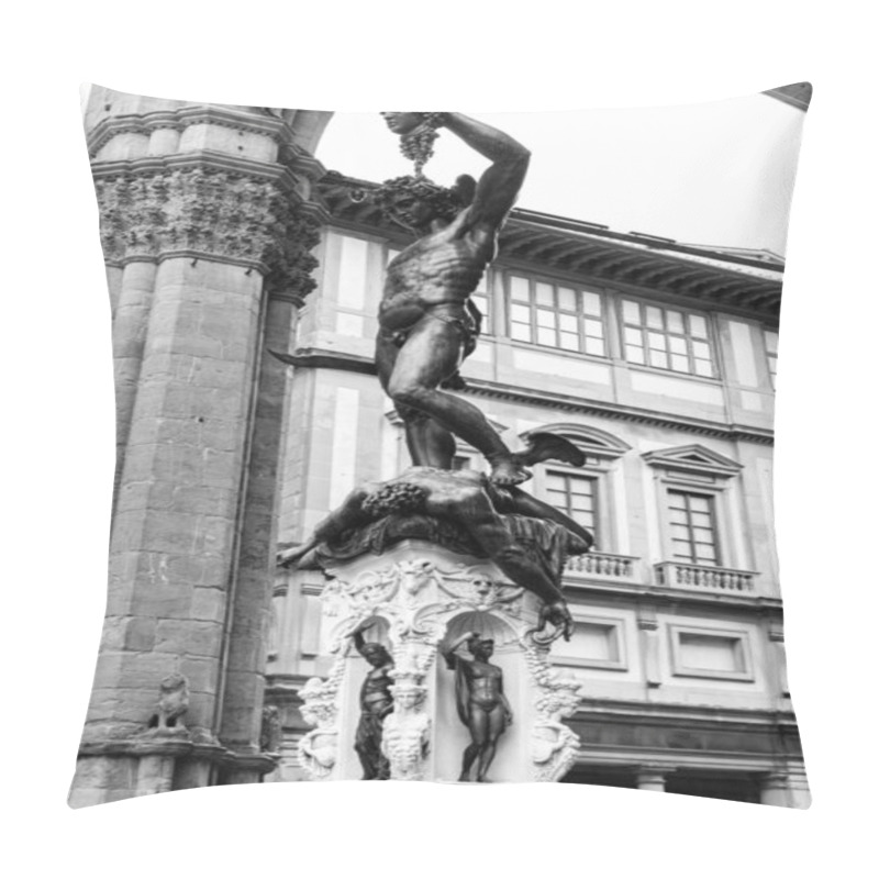 Personality  Florence, Italy - April 6, 2022: Sculptures At The Loggia Dei Lanzi, A Building On A Corner Of The Piazza Della Signoria In Florence, Italy, Adjoining The Uffizi Gallery. Pillow Covers