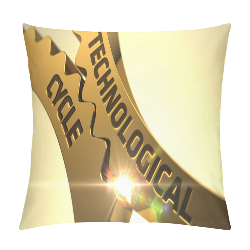 Personality  Technological Cycle Concept. Golden Cog Gears. Pillow Covers