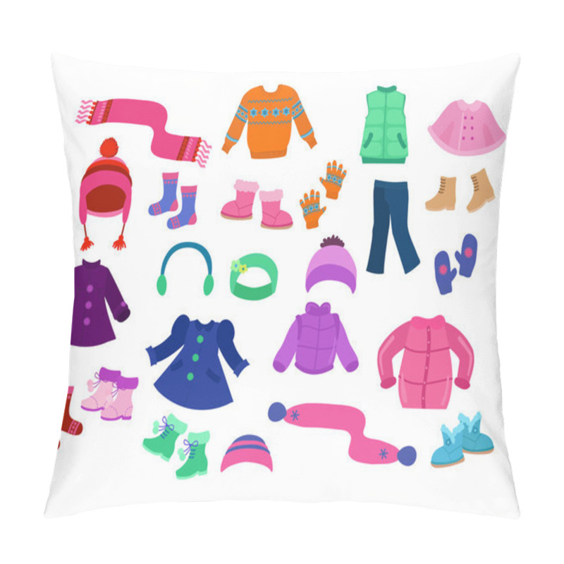 Personality  Winter Apparel Collection For Girls - Vector Illustration. Pillow Covers