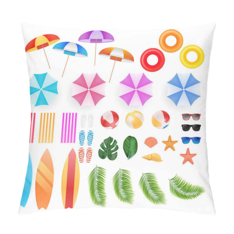 Personality  Summer Day Elements Clip Art Set Vector Illustration Pillow Covers