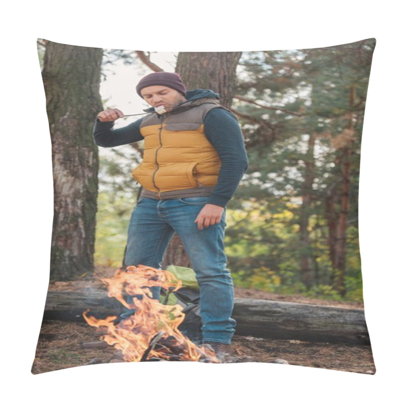 Personality  Man Eating Marshmallow In Forest Pillow Covers