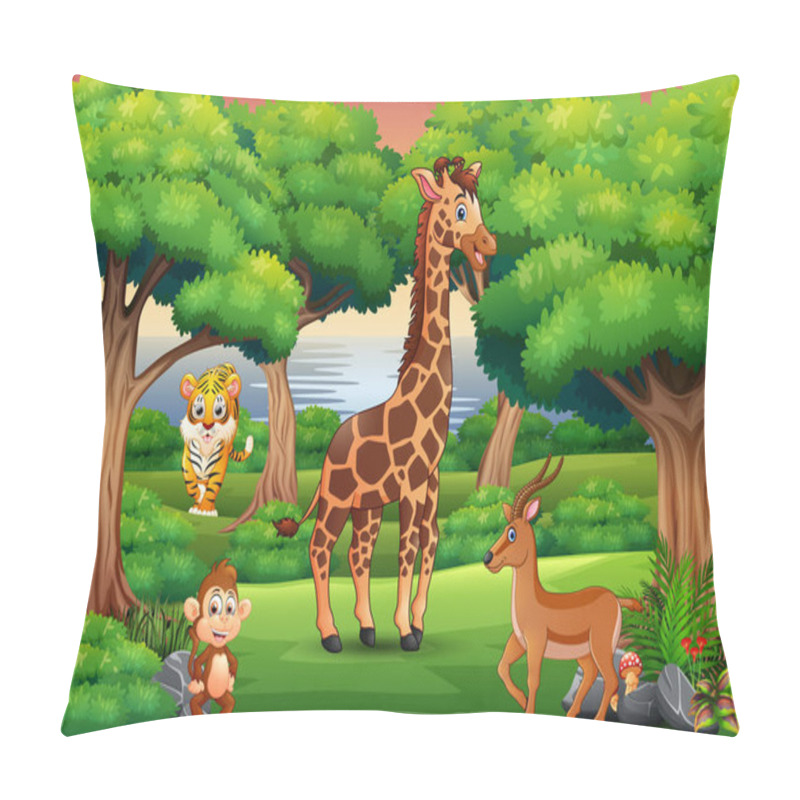 Personality  Cartoon Wild Animal Enjoying In The Jungle Pillow Covers