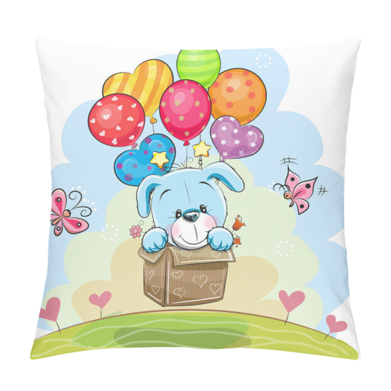 Personality  Cute Cartoon Puppy With Balloons Pillow Covers