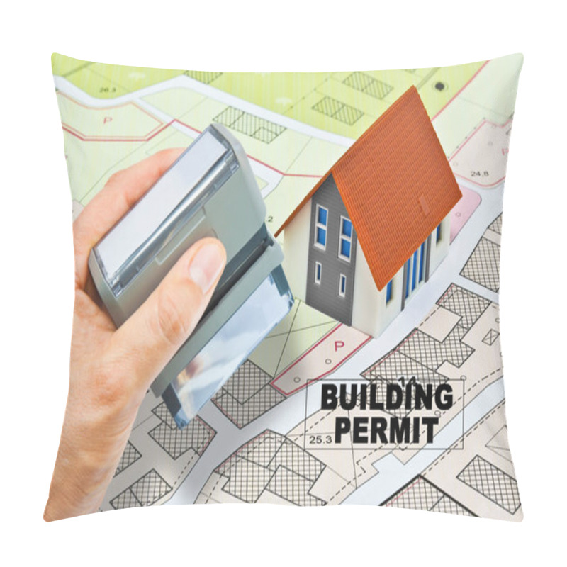 Personality  Imaginary General Urban Plan And Cadastral Map With Indications Of Urban Destinations And Buildings Permit Stamp Pillow Covers