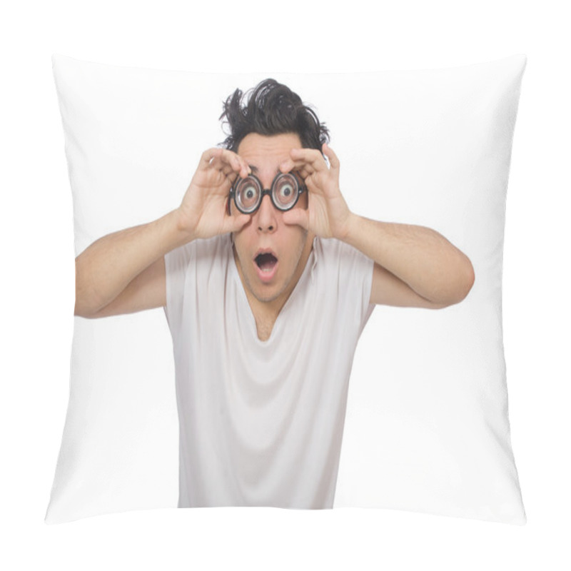 Personality  Funny Man Suffering From Mental Disorder Pillow Covers