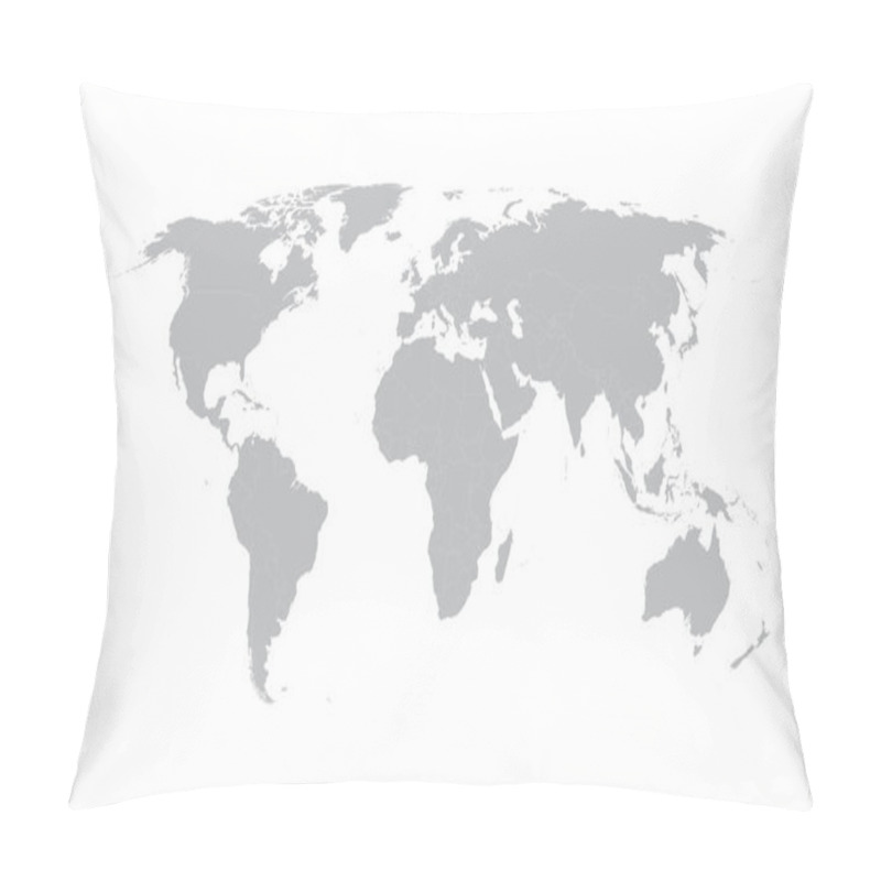 Personality  Grey Vector World Map With Borders Of All Countries Pillow Covers