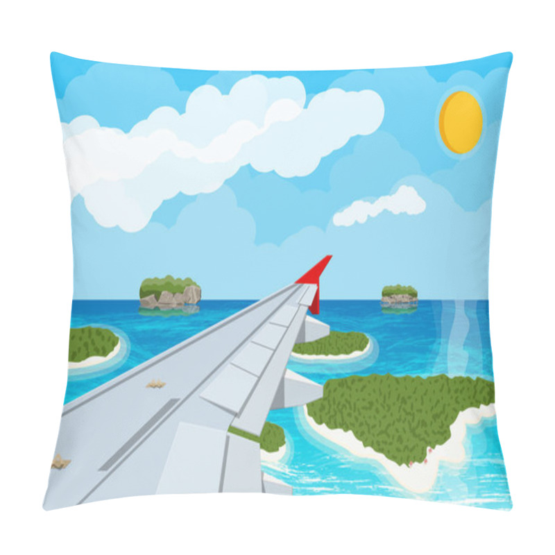 Personality  Window From Inside The Airplane With Islands Pillow Covers