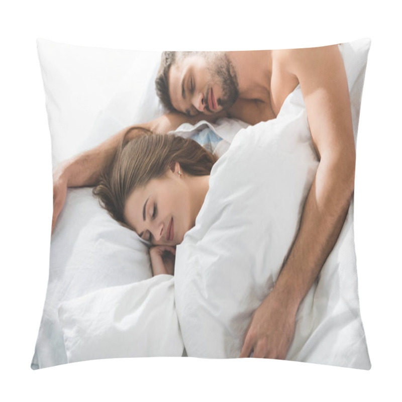 Personality  Young Couple Sleeping Together While Man Embracing Girlfriend Pillow Covers