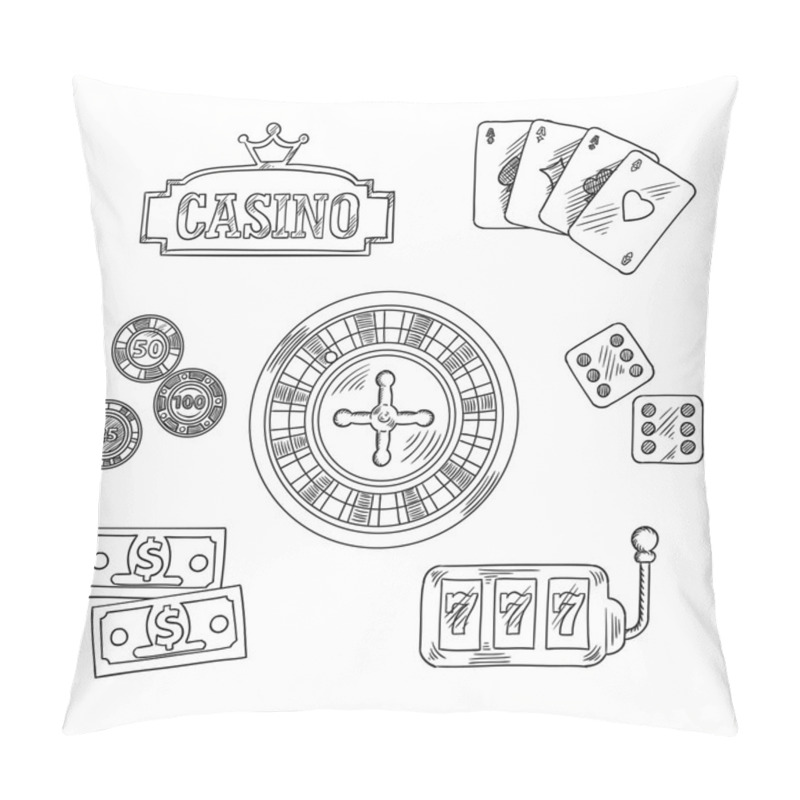 Personality  Casino And Gambling Sketched Symbols Pillow Covers