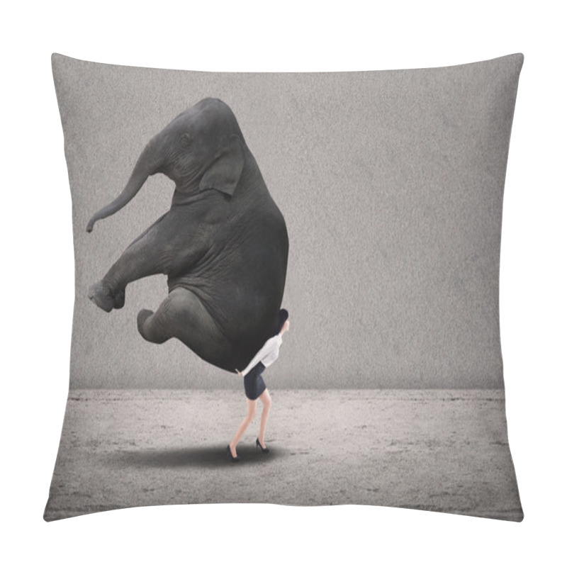 Personality  Businesswoman Lifting Heavy Elephant Pillow Covers