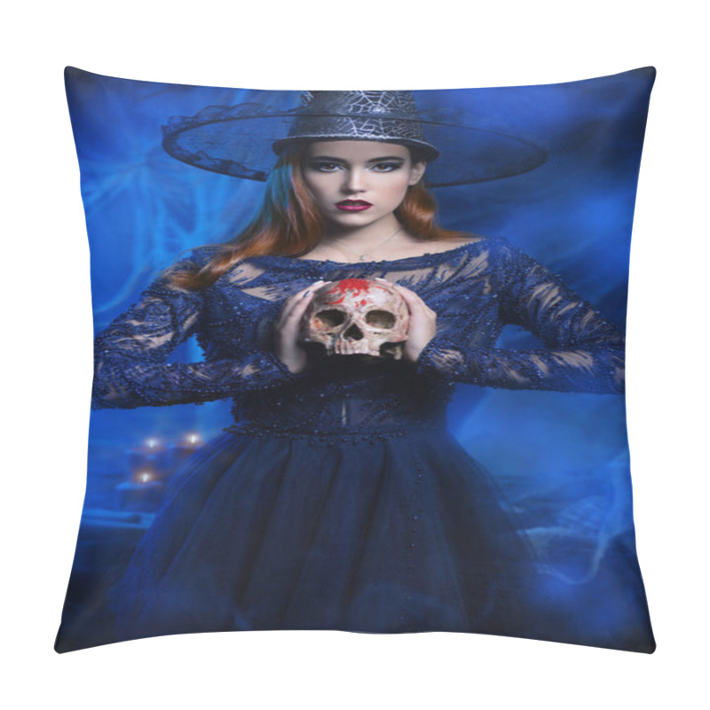 Personality  A Witch With A Skull. Halloween. Celebration. Pillow Covers