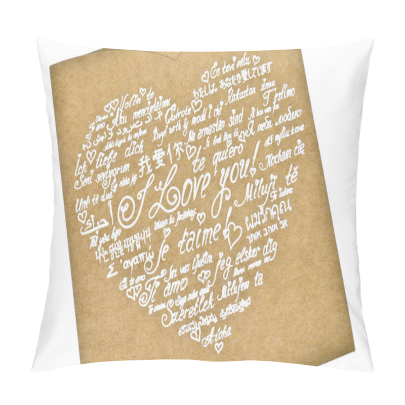 Personality  I Love You Phrase Written In Heart Shape In All Languages On Cardboard Envelope, Wedding Invitation Pillow Covers