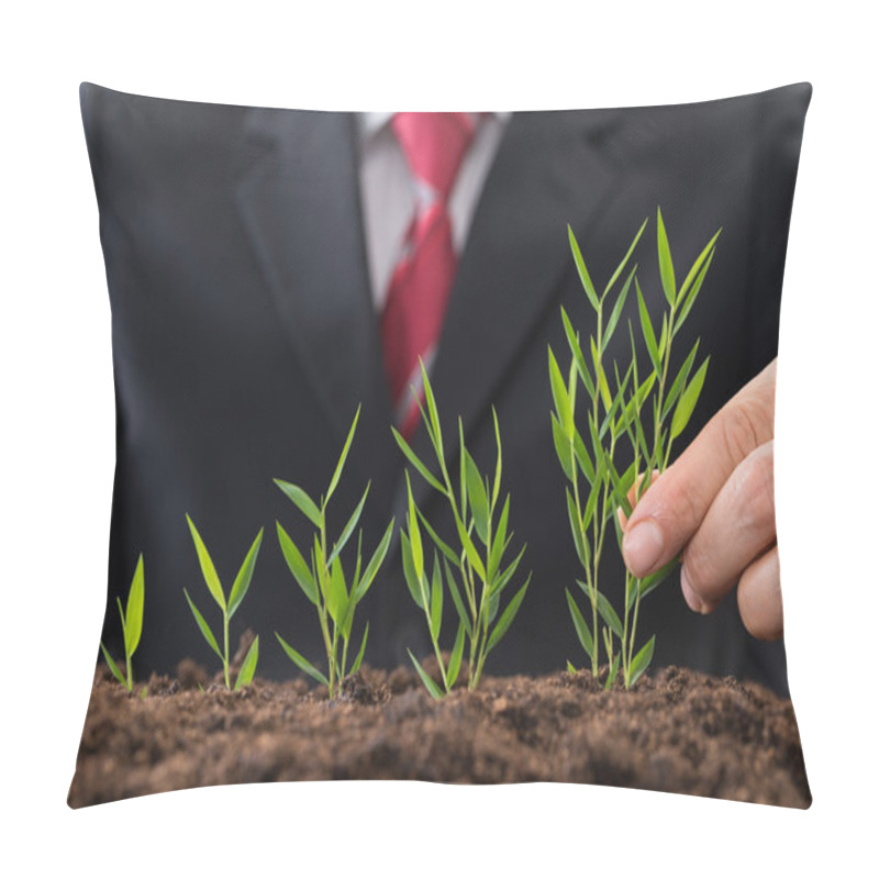 Personality  Businessman Planting Sapling Pillow Covers