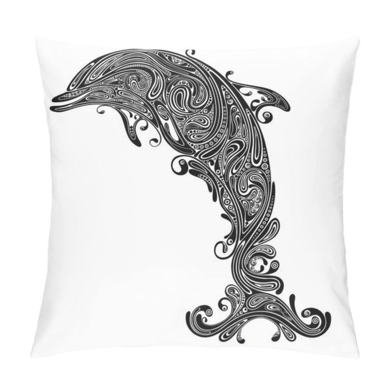 Personality  Abstract Vector Silhouette Of A Dolphin Patterns Pillow Covers