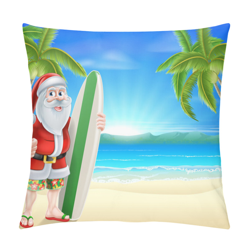 Personality  Santa Surfer On Tropical Beach Pillow Covers