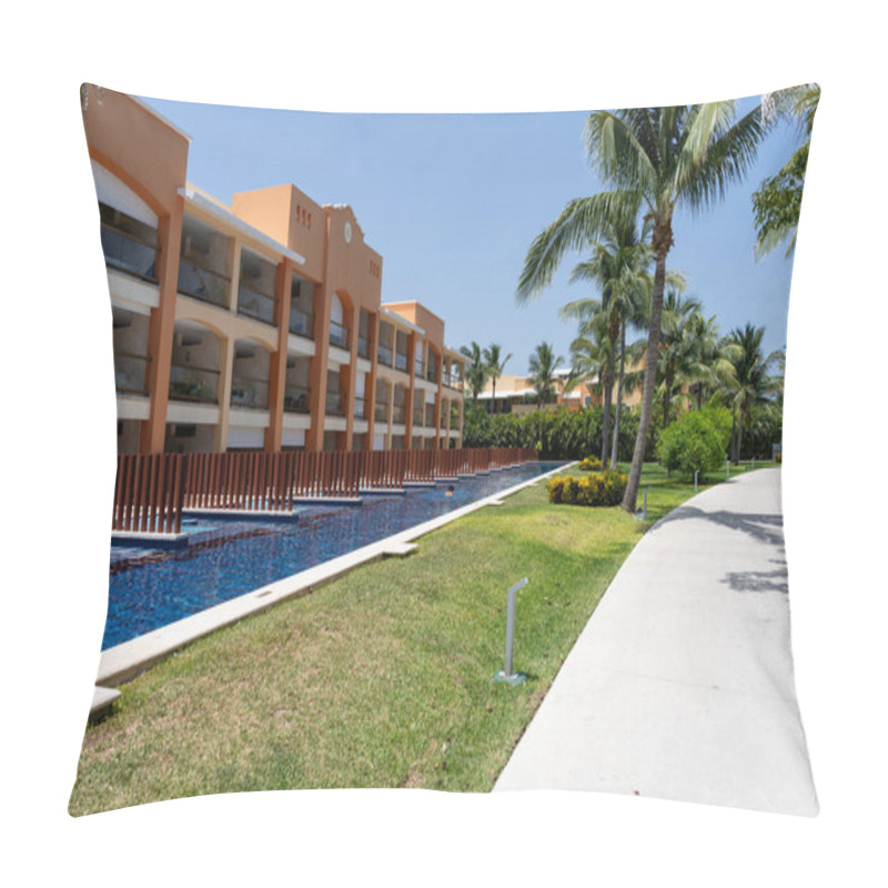 Personality  Aerial View Of A Cancun Resort, Where Pristine Shores Meet Turquoise Waters. Pillow Covers