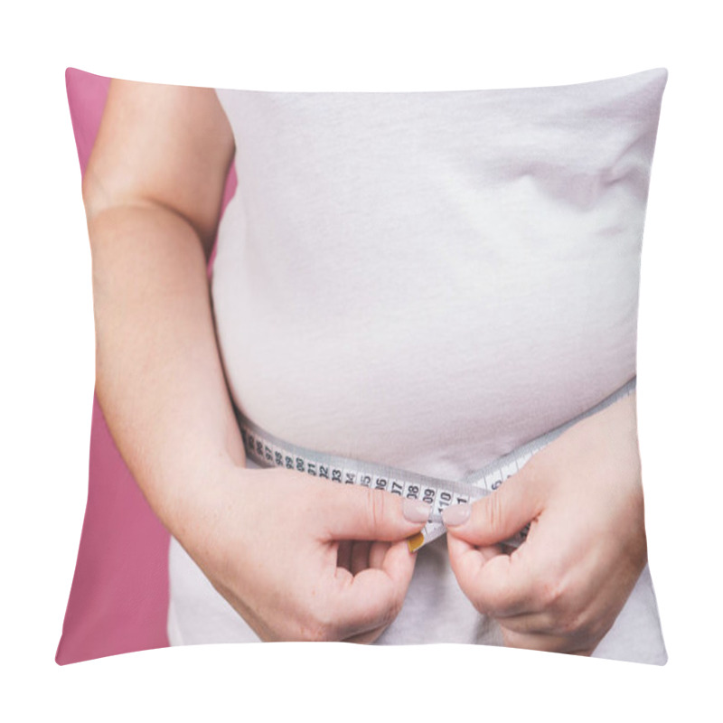 Personality  Overweight, Weight Loss, Diet. Fat Woman Close Up Pillow Covers